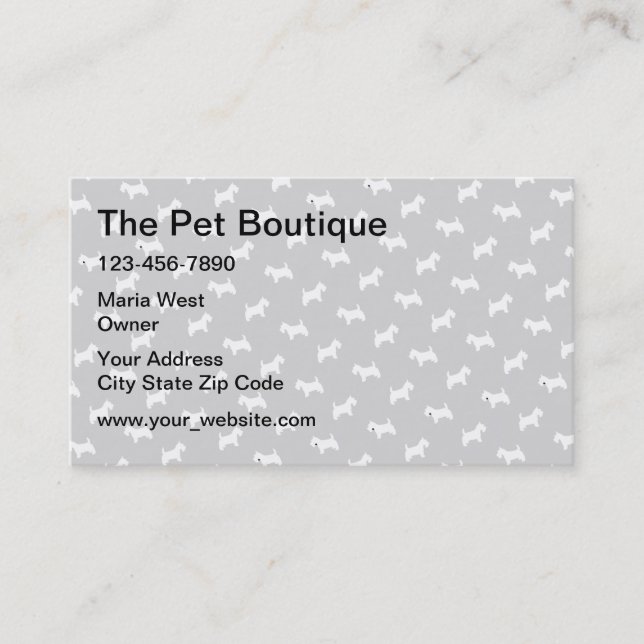Carte De Visite Pet Boutique Cute Dog Motif (Devant)