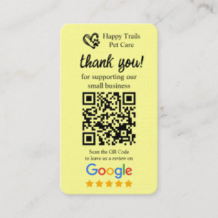 Carte De Visite Pet Care Google Review Request Card avec code QR
