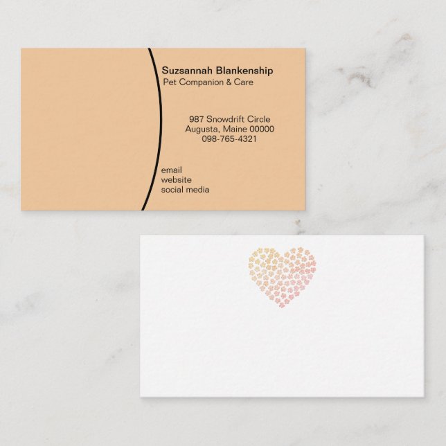 Carte De Visite Pet Care Photo personnalisée Pastel Orange Arrière (Devant / Derrière)