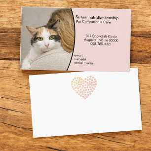 Carte De Visite Pet Care Photo personnalisée Pastel Peach Arrière