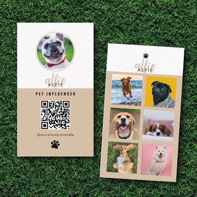 Carte De Visite Pet Dog 6 Photo Feed Grid Social Media QR Code (Pet Dog 6 Photo Feed Grid Social Media QR Code Business Card)