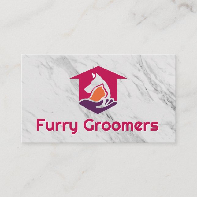 Carte De Visite Pet Grooming | Scissors | Cute Dog Cat (Devant)