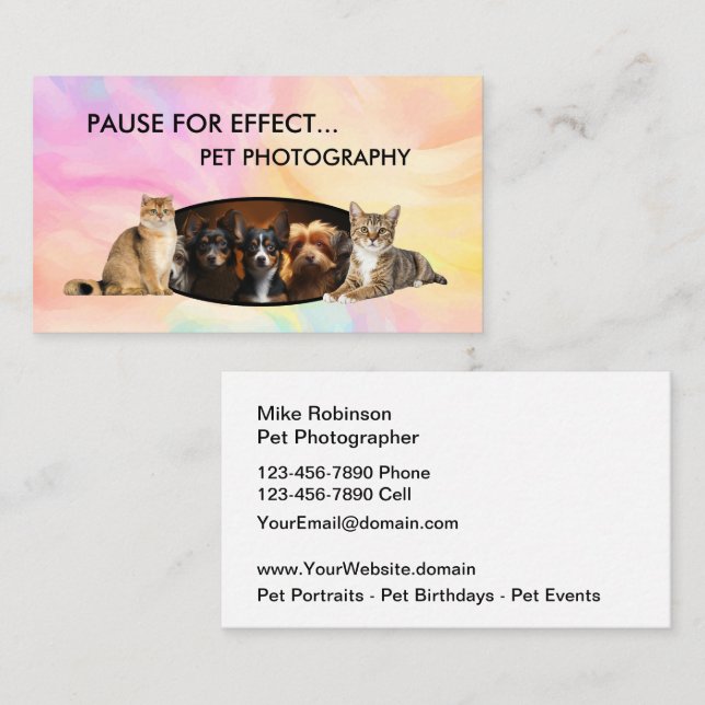 Carte De Visite Pet Photography Modern Business Cards (Devant / Derrière)