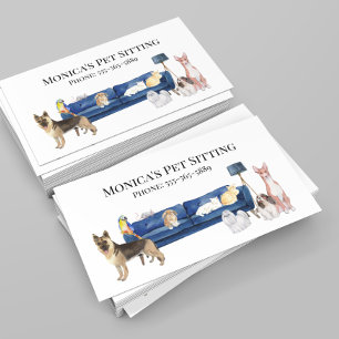 Carte De Visite Pet Sitting Dog Cat Training Watercolor Pets