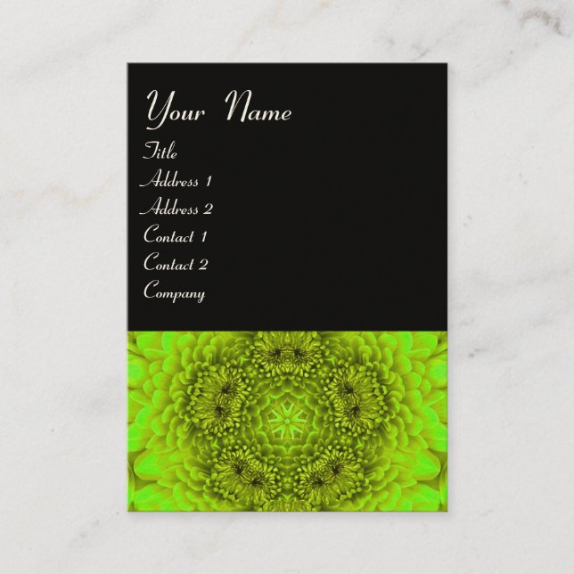 Carte De Visite PÉtales DE FLEUR DE DAHLIA VERT (Devant)