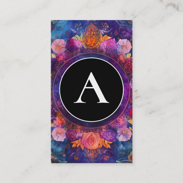 Carte De Visite Pétales Vivants | Conception de Mandala Floral (Devant)
