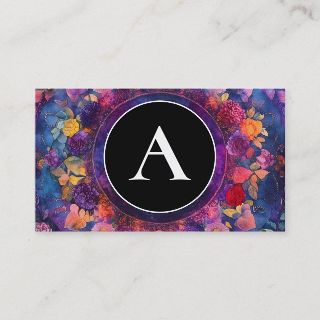 Carte De Visite Pétales Vivants | Conception de Mandala Floral (Devant)