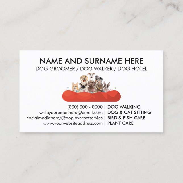 Carte De Visite Petcare vétérinaire PetSitter Walker hotel shop (Dos)