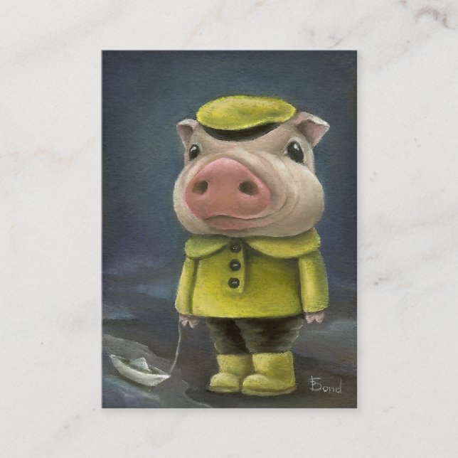 Carte De Visite Peter le porc naviguant son bateau (Devant)