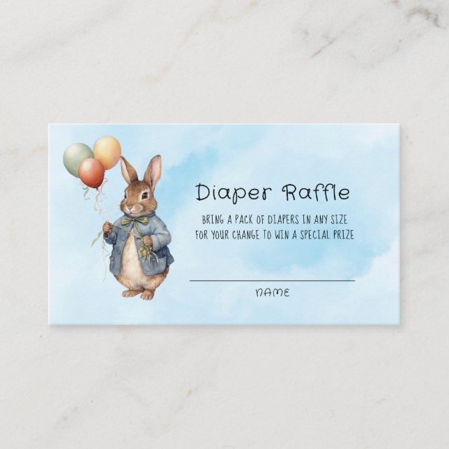Carte De Visite Peter Rabbit Aquarelle Bébé Petit Chevalier Raffle (Devant)