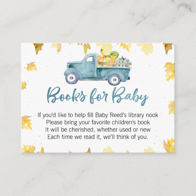 Carte De Visite Petit Baby shower Citrouille Pour Bébé Insérer (Devant)