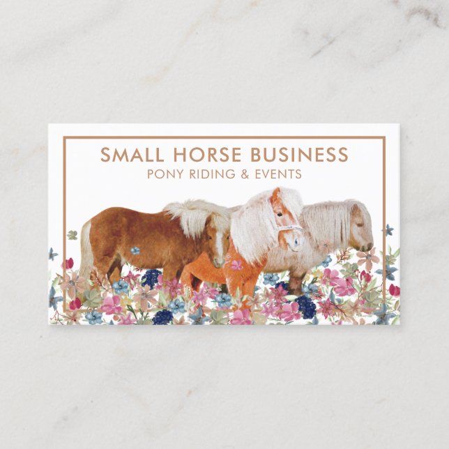 Carte De Visite Petit Cheval Élevage Poney Floral de Selle (Devant)