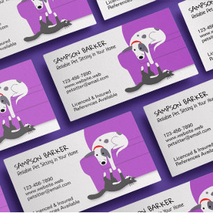 Carte De Visite Petit chien et chat avec animal de compagnie assis