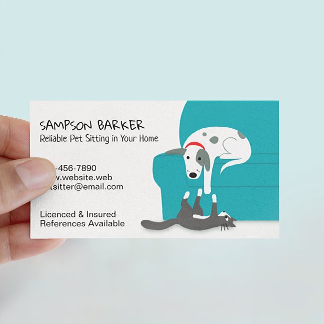 Carte De Visite Petit chien et chat avec animal de compagnie assis (Créateur téléchargé)