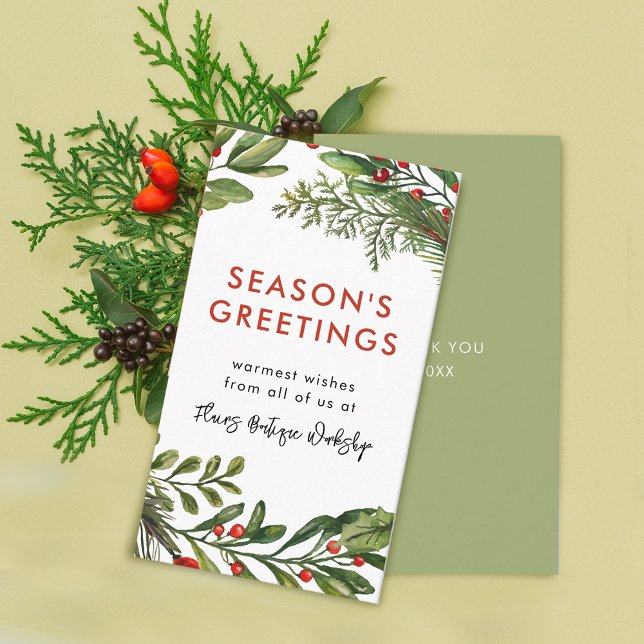 Carte De Visite Petit Couronne de Noël pour Entreprise (Small Business Christmas Festive Wreath Business Card)