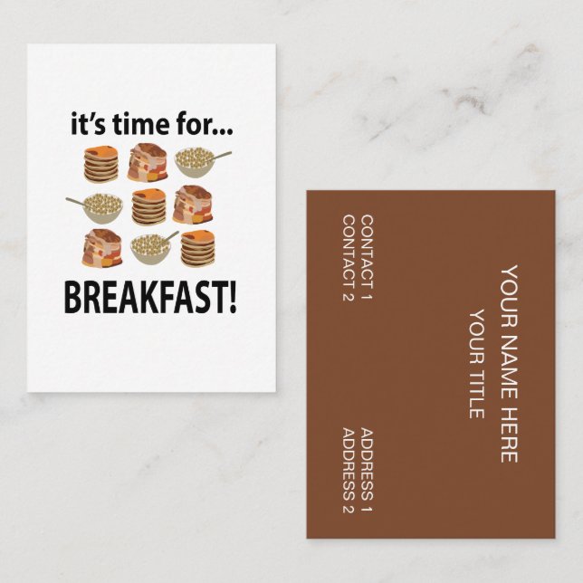 Carte De Visite Petit déjeuner C'est l'heure du café Petit déjeune (Devant / Derrière)