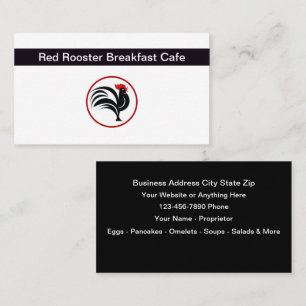 Carte De Visite Petit-déjeuner Restaurant Thème Rooster