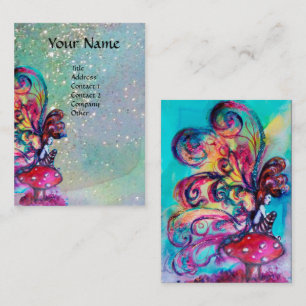 Carte De Visite Petit Elfe de Champignons, Turquoise