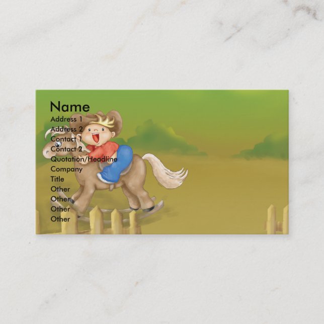 Carte De Visite petit garçon cow-boy qui se balance (Devant)