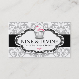 Carte De Visite Petit gâteau divin de damassé du blanc 311 gris