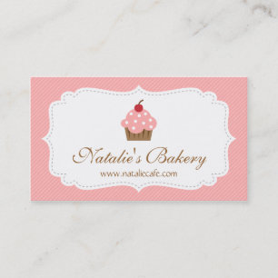 Carte De Visite Petit gâteau élégant, moderne, rose, boulangeri