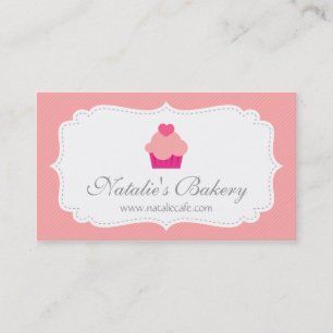 Carte De Visite Petit gâteau élégant, moderne, rose, boulangeri