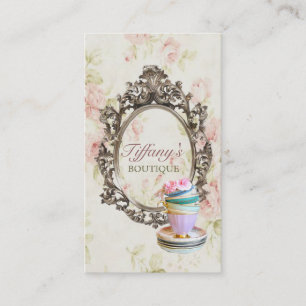 Carte De Visite petit gâteau floral de boulangerie de victorian