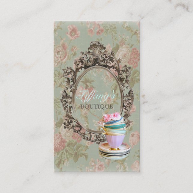 Carte De Visite petit gâteau floral de boulangerie de victorian (Devant)