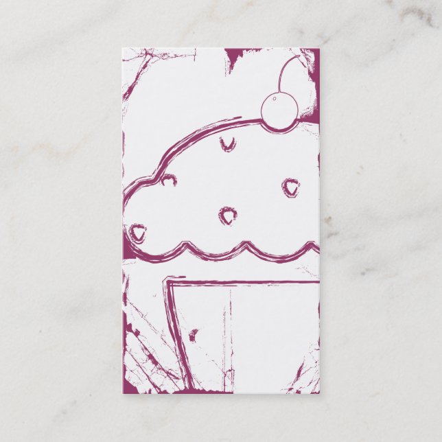Carte De Visite petit gâteau grunge de cerise (Devant)