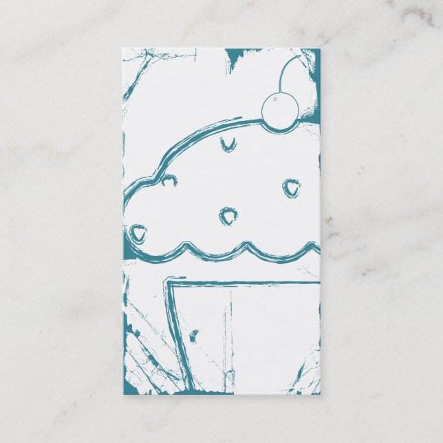 Carte De Visite petit gâteau grunge de cerise (Devant)
