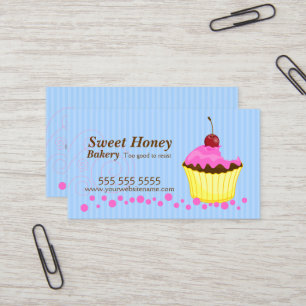 Carte De Visite Petit gâteau rose mignon avec la cerise