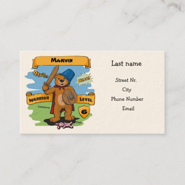 Carte De Visite Petit guerrier (Devant)