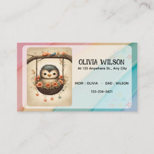 Carte De Visite Petit oiseau dans un balançoire floral