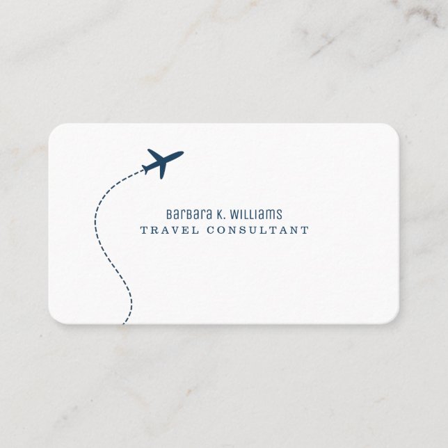 Carte De Visite Petit plan bleu blanc consultant voyage  (Devant)