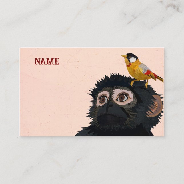 CARTE DE VISITE PETIT SINGE ET OISEAU DORÉ (Dos)