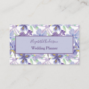 Carte De Visite Petite Iris Floral Aquarelle Jaune Violet