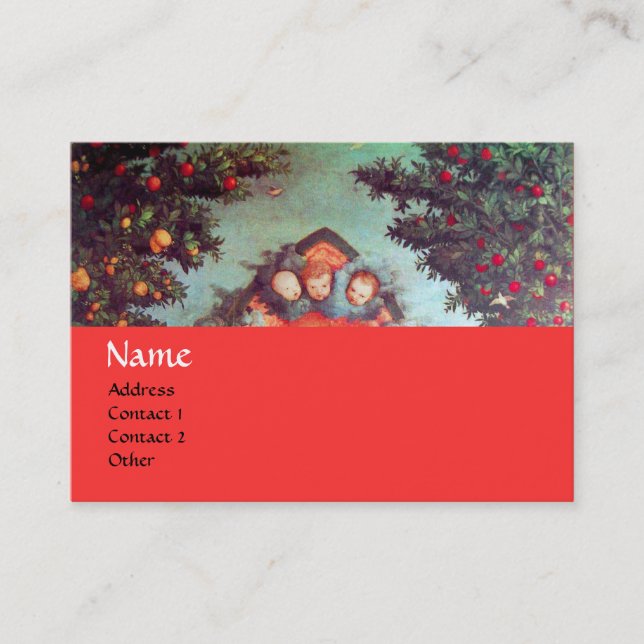 Carte De Visite PETITES ANGES MONOGRAM antique bleu rouge jaune (Devant)