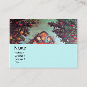 Carte De Visite PETITES ANGES MONOGRAM antique bleu rouge noir