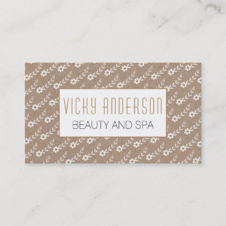 Carte De Visite Petites fleurs blanches sur papier kraft rustique