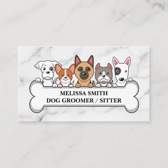 Carte De Visite Petites marionnettes | Os de chien | Services anim (Devant)