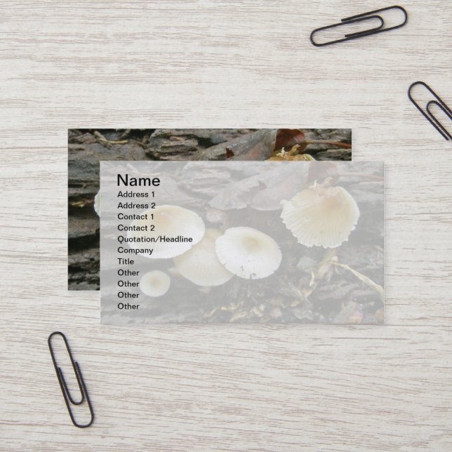 Carte De Visite Petits Parasols Champignons en rondins (Devant/Arrière en situation)