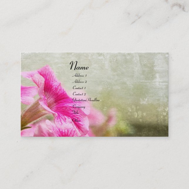 Carte de visite Petunia (Devant)