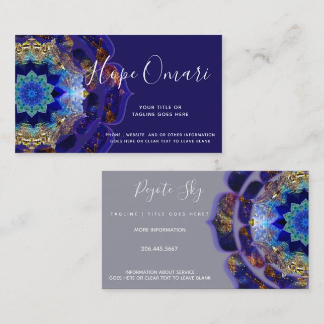 Carte De Visite Peyote Sky Mandala Métaphysique Navy (Devant / Derrière)