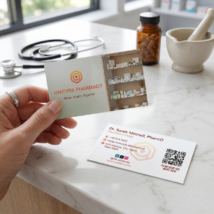 Carte De Visite Pharmacie Indépendante   Lumière Rouge Minimaliste