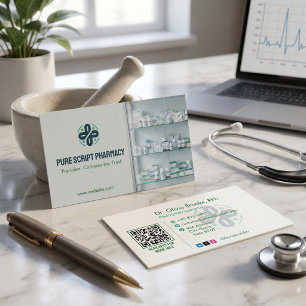 Carte De Visite Pharmacie Indépendante Lumière Verte Moderne