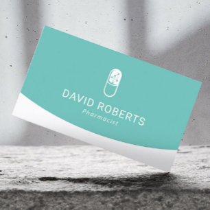 Carte De Visite Pharmacien Médicale Pill Logo Professionnel Turquo