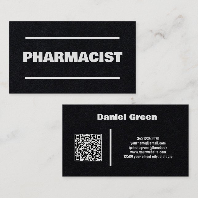 Carte De Visite Pharmacien QR Kraft (Devant / Derrière)