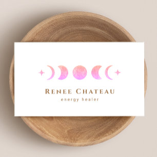 Carte De Visite Phases Lunar Pink Ombre Lune Praticien Reiki