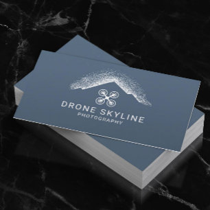 Carte De Visite Photo aérienne drone Photographe bleu Dusty
