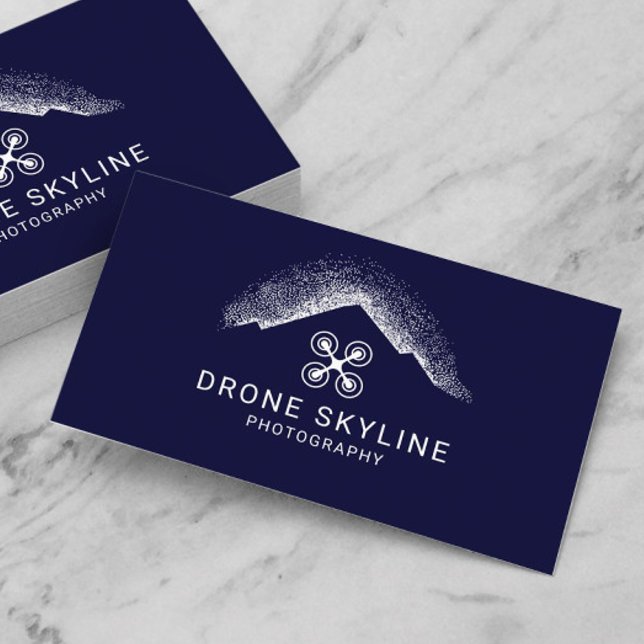 Carte De Visite Photo aérienne drone Photographe bleu marine (Créateur téléchargé)